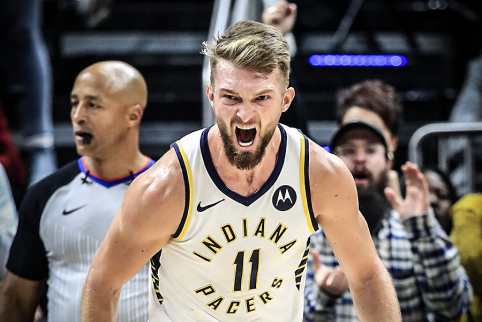 Nesulaikomai žaidęs D.Sabonis padovanojo „Pacers“ pirmąją pergalę